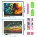 Yomiie 5D Diamond Painting Tree Sunrise and Sunset Full Drill by Number Kits, Tree Starry Sky Paint with Diamonds Art Embroidery Cross Stitch Set DIY Craft (12x16 inch, 2 Pack)…