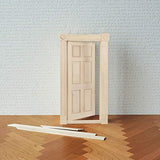 BARMI 1:12 Mini Wood Door Unpainted DIY Miniature 6 Panels Front Door for Kids Dollhouse,Perfect DIY Dollhouse Toy Gift Set Wood