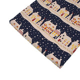 RayLineDo 100% Cotton Linen Printed Sewing Fabric Winter Snow in Navy Patchwork Tablecloth 150cm