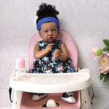 UCanaan Lifelike Reborn Baby Dolls with Soft Body 22 Inch Black African American Realistic Girl Handmade Weighted Baby Dolls Best Toddler Gift Set for Ages 3+