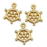 CrazyPiercing 20 Pcs Ship Wheel Charms captain nautical for Crafting and Jewelry-making (Gold