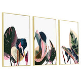 Artbyhannah 3 Pack 12x16 Inch Framed Canvas Wall Art Decor with Tropical Botanical Plant Prints Watercolored Canvas Prints Artwork Picture Ready to Hang for Home Decoration