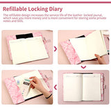 Marble Diary with Lock for Girls and Women, Waterproof Journal with Lock 192 Pages Secret Girls Locked Diary with Pen, Password Locked Journals for Teen Girls, A5 Pink