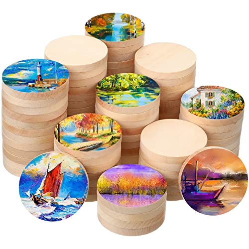 1.5 Inch Natural Wood Slices Unfinished round Wood Coins for DIY