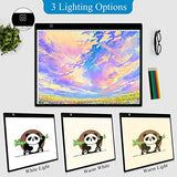 HOHOTIME Diamond Painting Rechargeable A3 Light Pad, LED Tracing Light Box Battery Powered with 3 Lighting Options Adjustable Brightness, Light Board for Diamond Painting Drawing Sketching Animation