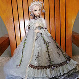 24" Full Set BJD Doll + Handmade Makeup 24 inch 60cm EVA BJD Lady + Glass Eyes + Accessories Wigs Clothes Shoes (03)