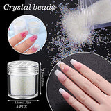 5 Pcs AB Color Caviar Beads Micro Pixie Beads, Nail Crystals Glass Caviar Beads 3D Nail Art Decorations for Nails Design