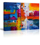Abstract Canvas Wall Art of Waterproof Modern Artwork,Bedroom Wall Art of Colorful Picture Print Decor,Wall Art Fashion of Vivid Color Palette & Detailed Texture Stretched Painting,Inner Frame(12x16)
