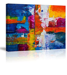 Abstract Canvas Wall Art of Waterproof Modern Artwork,Bedroom Wall Art of Colorful Picture Print Decor,Wall Art Fashion of Vivid Color Palette & Detailed Texture Stretched Painting,Inner Frame(12x16)