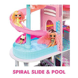 LOL Surprise OMG Fashion House Playset with 85+ Surprises and Made from Real Wood Including Pool, Spiral Slide, Rooftop Patio, Movie Theater, Transforming Furniture, and More!