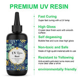 UV Resin Crystal Clear Hard Type - 200g Upgraded Ultraviolet Fast Curing Epoxy Resin for DIY Jewelry Making Craft Decoration, Transparent Glue Solar Cure Sunlight Activated Resin Casting & Coating
