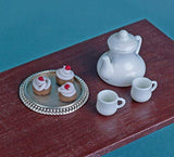 Coffee party set dollhouse miniatures decor accessories dolls miniatures cup coffee pot cake toys food doll kitchen dining room 1:6 scale