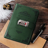 XIYUNTE Diaries with Lock, A5 Adult Diary with Lock, Vintage PU Leather Journal Notebook with Pen, Personal Diary with Pen Holde 200 Pages 100gsm Premium Thick Paper, Gift Box-Green