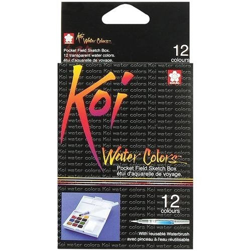 Koi Watercolor Pocket Field Sketch Box - 12 Colors-Assorted Colors