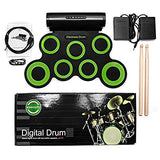 Electronic Drum Set Portable Electronic Drum Pad - Built-In Speaker (DC Powered) - Digital Roll-Up Touch 7 Labeled Pads and 2 Foot Pedals Midi Drum Up to 10H Playing Time Holiday for Kids Children Beginners