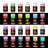 HXDZFX Glow in The Dark Paint UV Paint(Set of 12 Bottles 20g. Each) Safe Non-Toxic for Slime,Nails,Epoxy Resin,Acrylic Paint,Halloween,Fine Art and DIY Crafts