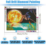 5D Diamond Painting Kits for Adults,Moon Diamond Painting Full Drill Round Rhinestone Diamond Painting Kit,Beach Diamond Arts Craft for Home Wall Decor 11.8x15.7inch