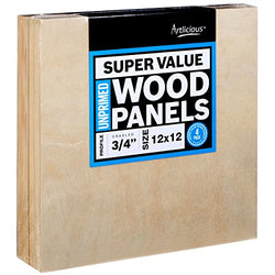 Artlicious - 4 Super Value Wood Panel Boards - Great Alternative to Canvas Panels, Stretched Canvas & Canvas Rolls (12x12, Standard Profile)