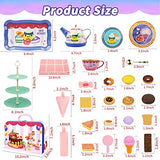 WISESTAR Tea Party Set for Little Girls- 50Pcs Kids Tea Set with Food Treats Playset & Carrying Case- Tin Tea Set for Princess Kitchen Pretend Play Toy for Toddlers Age 3-10