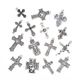 Mixed Antique Silver Crosses Charms and Pendants 100 pcs