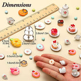 40 Pcs 1:12 Scale Dollhouse Miniature Kitchen Accessories Set Includes 15 Flower Pattern Porcelain Tea Cup 24 Mixed Pretend Cake Foods 1 Mini Three-Tier Cake Stand for Decor Supply (Sweet Style)