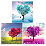 HaiMay 3 Pack DIY 5D Diamond Painting Kits Full Drill Rhinestone Painting Tree Diamond Pictures for Wall Decoration, Love Diamond Paintings Style (Canvas 12×12 Inch)