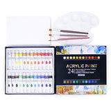 Acrylic Paint Set - 24 Color Art Kit Comes Complete with Paint Tubes, Brushes, Canvas, and Palette - Acrylics are for Beginners, Students and Professionals - Great