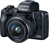 EOS M50 Mirrorless Camera Kit w/EF-M15-45mm and 4K Video - Black - Essential Accessories Bundle