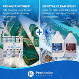 Pro Marine Supplies Clear Table Top Epoxy Resin (2 Gallon Kit) Bundle with Pro Mica Powder Set (10-Color Set) | UV Resistant Resin & Resin Pigment Powder for River Tables, Woodworking, Jewelry & More