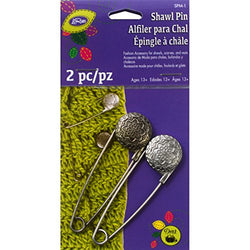 Dritz SPM-1 Shawl Pin with Engraved Flower Vintage Design, Pewter and Nickel, 2 Count