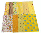 RayLineDo 10pcs 8 x 12 inches (20cmx30cm) Print Cotton Yellow Series Fabric Bundle Squares