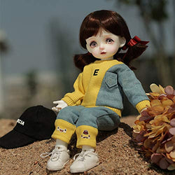 HGFDSA BJD Doll 27Cm/10.6Inch Handmade Ball Jointed Dolls with Clothes Outfit Shoes Wig Hair Makeup Best Gift for Girls DIY Toys