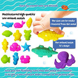 Floating Putty - Swimming Modeling Clay with Sea Animal Sculpting Molds - Non Hardening Air Dry Clay Model Magic Kit - Polymer Clay Tools for Kids 3-12 Year Old - 12 Big Jars & 12 Toys DIY Molding Set