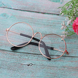 Fityle 1/4 Scale Doll Round Golden Frame Eyeglasses Sunglasses for Blythe Dolls Charms Fashion Accessory