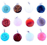 12pcs Rose Flower Shape Gemstone Handmade Carved Healing Chakra Beads Crystal Quartz DIY Stone