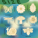 FSWCCK 32 Pack Unfinished Wooden Cutouts Butterfly Wood Slices Flower Unfinished Wood Cutouts Blank Wooden Paint Crafts for DIY Craft, Kids Painting, Tags and Home Decorations, 8 Styles
