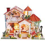 Roroom Dollhouse Miniature with Furniture,DIY 3D Wooden Doll House Kit Villa Style Plus with Dust Cover and Music Movement,1:24 Scale Creative Room Idea Best Gift for Children Friend Lover L2001