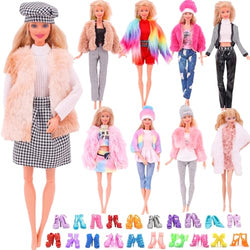 Doll Clothes and Accessories, 11.5 Inch Doll Outfit Doll Winter Coat Clothes Set Include Winter Fashion Jacket Coat Tops Jeans T-Shirt Pants Skirt Dress Hat for Girls Birthday Gifts