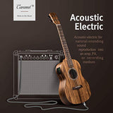 Caramel CT207 Acacia Tenor Acoustic & Electric Ukulele with Additional Strings, Padded Gig Bag, Strap and EQ cable