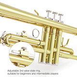 Eastar Gold Trumpet Brass ETR-380 Standard Bb Trumpet Set For Student Beginner With Hard Case,Gloves, 7 C Mouthpiece, Valve Oil and Trumpet Cleaning Kit