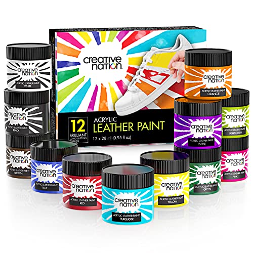 Creative Nation 12 Colors Acrylic Leather Paint for Shoes & Leather  Accessories - Premium Shoe Paint Kit for Sneakers, Bags, Purses & More -  Waterproof, Flexible, Long-Lasting Sneaker Paint Kit : 