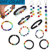 Dushi Lava Bead Bracelet Lava Bead Kit Set Bulk Black Lava Rock Stone for DIY Jewelry Making