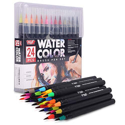 Paintmark Real Brush Pens, 24 Colors for Watercolor Painting with Flexible Nylon Brush Tips,