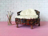 Miniature Wicker Bed. 1:6 scale Dollhouse Bedroom Furniture Handmade