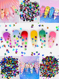 Warmfits Holographic Nail Glitters Pink Glitters Butterfly Flowers Bunny Circle Shaped Nail Glitters Easter Day Nail Designs Sparkle Nail Sequins Mixed Size Powder for Craft Nail Art Painting 12 Boxes