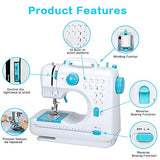Sewing Machine,Crafting Mending Mini Sewing Machines,with 12 Built-In Stitches Perfect for Easy Sewing, Beginners, Kids (Blue)