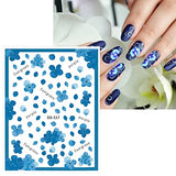 JMEOWIO 9 Sheets Spring Flower Nail Art Stickers Decals Self-Adhesive Pegatinas Uñas Leaves Nail Supplies Nail Art Design Decoration Accessories