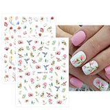 JMEOWIO 12 Sheets Spring Flower Nail Art Stickers Decals Self-Adhesive Pegatinas Uñas Leaf Floral Summer Nail Supplies Nail Art Design Decoration Accessories