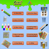 OzBSP Mega Slime Kit. Slime Making Kit for Boys Girls Kids. DIY Slime Kit with Everything to Make 8 Batches of Slime. Clear Glue Glitter Foam Beads Charms Activator Neon Colors. Slime Supplies Kits