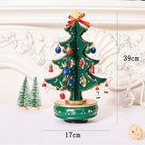 JuSir Christmas Music Box, Wooden Music Box Christmas Tree Rotating Wooden Xmas Music Box with